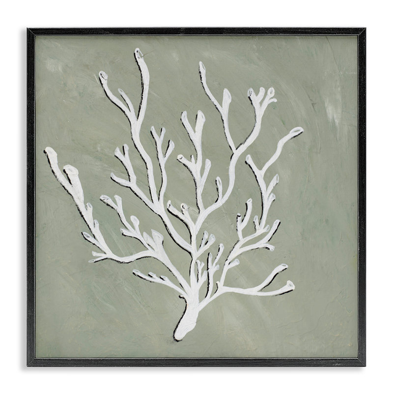 «White Coral Sprig», art de la giclée encadrée par Nola James, Giclée encadrée noir minuit, H 24 po x l 24 po