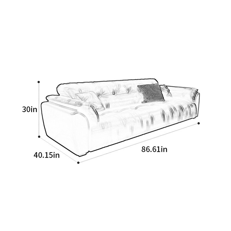 Canapé droit français, H 30 po x l 86,61 po x P 40,15 po, 3