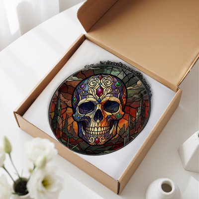 Panneau de vitrail 12 "H Skull Art