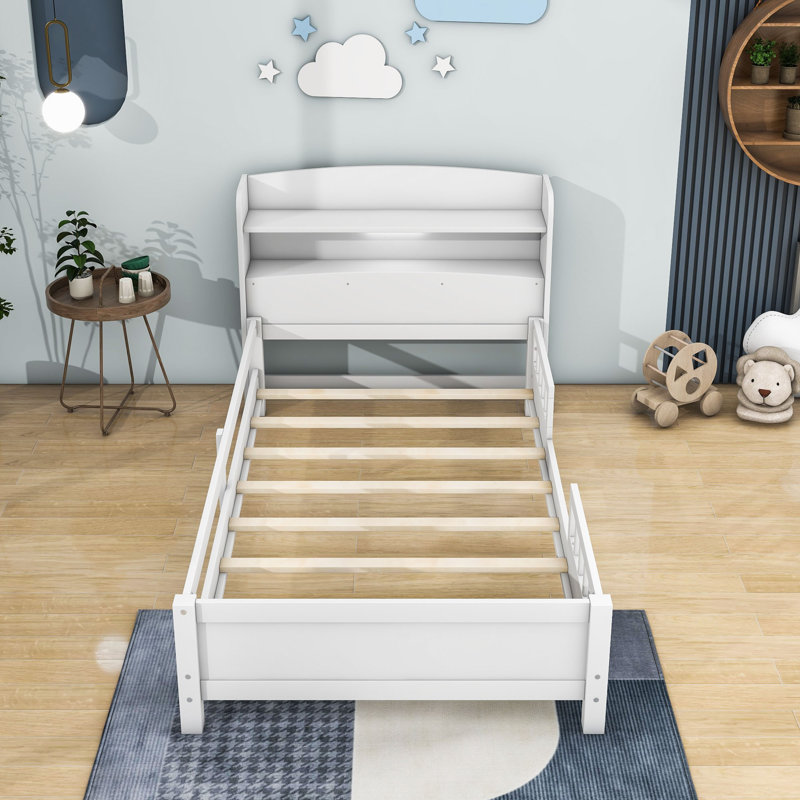 Lit plateforme avec rangement Atherstone, Blanc, Simple