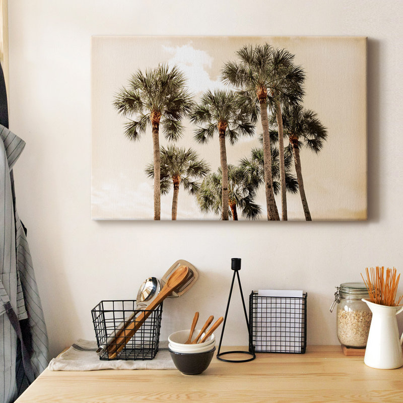 Toile tendue avec châssis Blush Palms - prête à être accrochée, H 40 po x l 60 po
