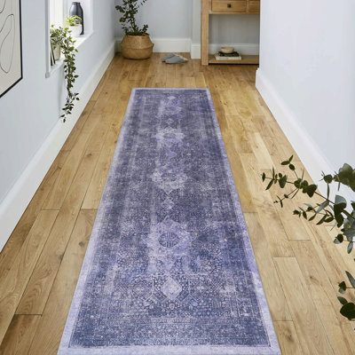 Tapis lavable 2 pi 6 po x 10 pi, antidérapant à poils courts pour la chambre à coucher, le salon, le bureau et la salle à manger - anthracite