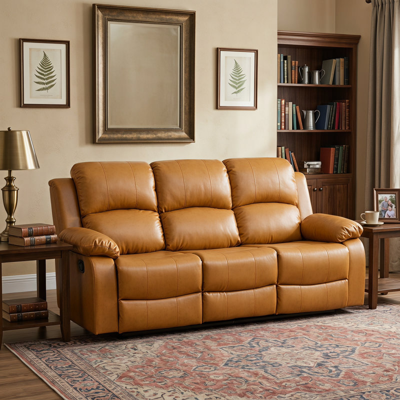 Canapé inclinable électrique Ginger, canapé inclinable 3 places en tissu résistant à l'usure avec table basse réversible