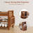 6-Pair Capacity Red-Brown Bamboo Shoe Bench with Hidden Storage