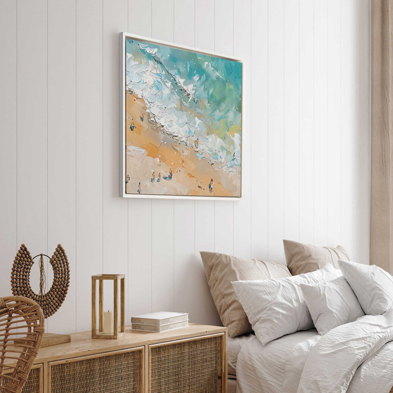 «Sandy Serenade on Canvas» par Azure Artisanal Studio, reproduction, Cadre flottant blanc opaque