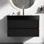 Meuble-lavabo mural Mid-Century moderne noir et noyer