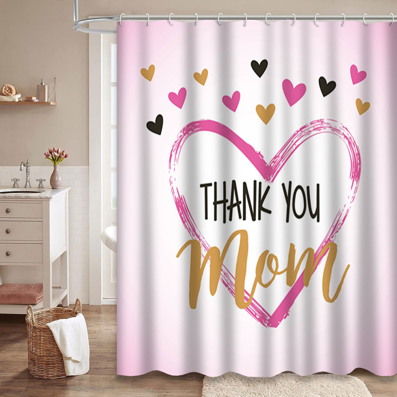 Rideau de douche «Thank You Mom» avec 12 crochets, L 72 po x l 72 po