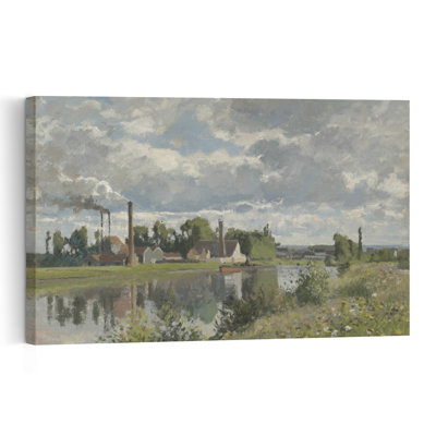 The River Oise Near Pontoise, 1873 Abstract Contemporary Architecture Wall Art Print by Camille Pissarro - 1 Piece Wrapped Canvas Wall Art