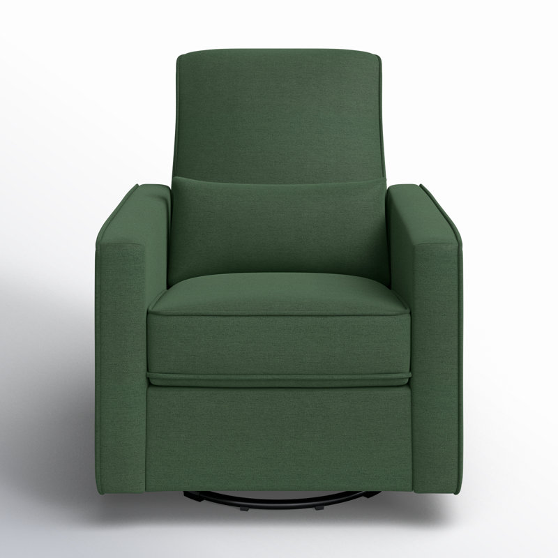 Pine Green Swivel Recliner with Wood Frame