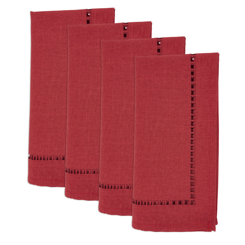 Laser-Cut Hemstitch Napkin (Set of 4), Red