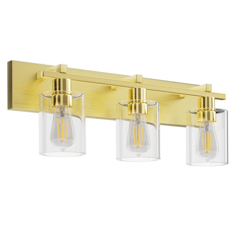 Passyunk Vanity Light, 3, Clear, Brushed Gold