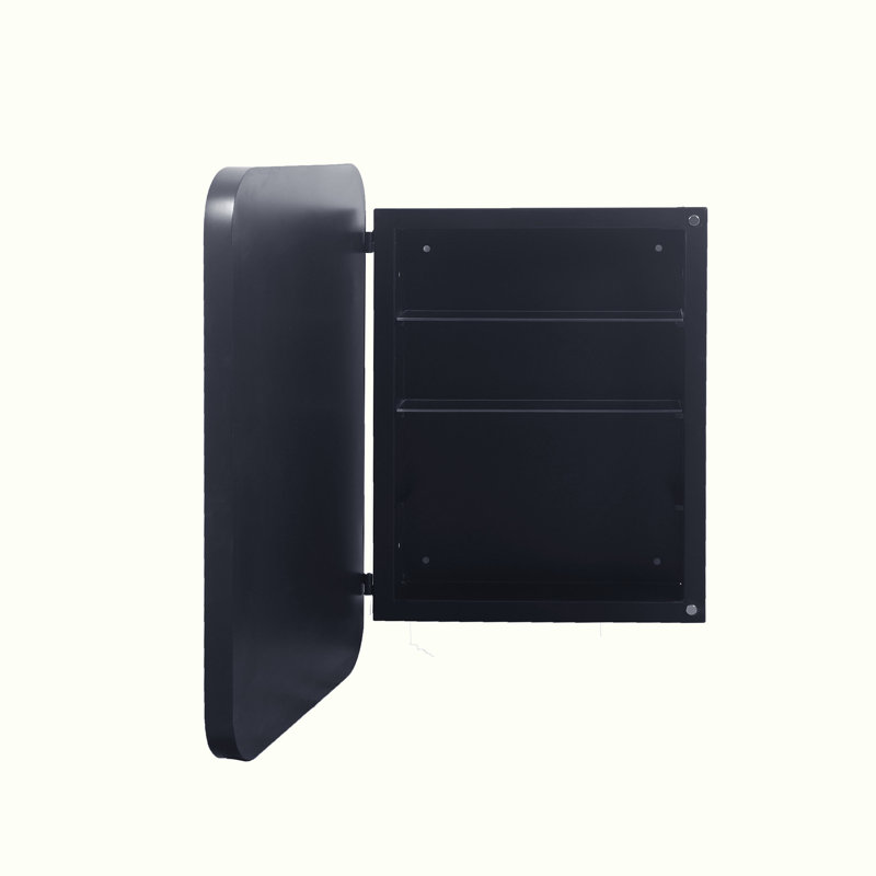 Armoire de rangement de salle de bain avec miroir, Noir mat
