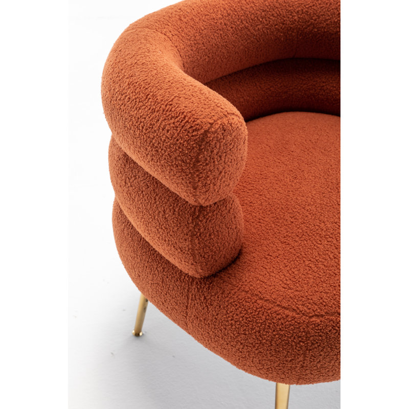 Demetrius Upholstered Barrel Chair, Orange Teddy