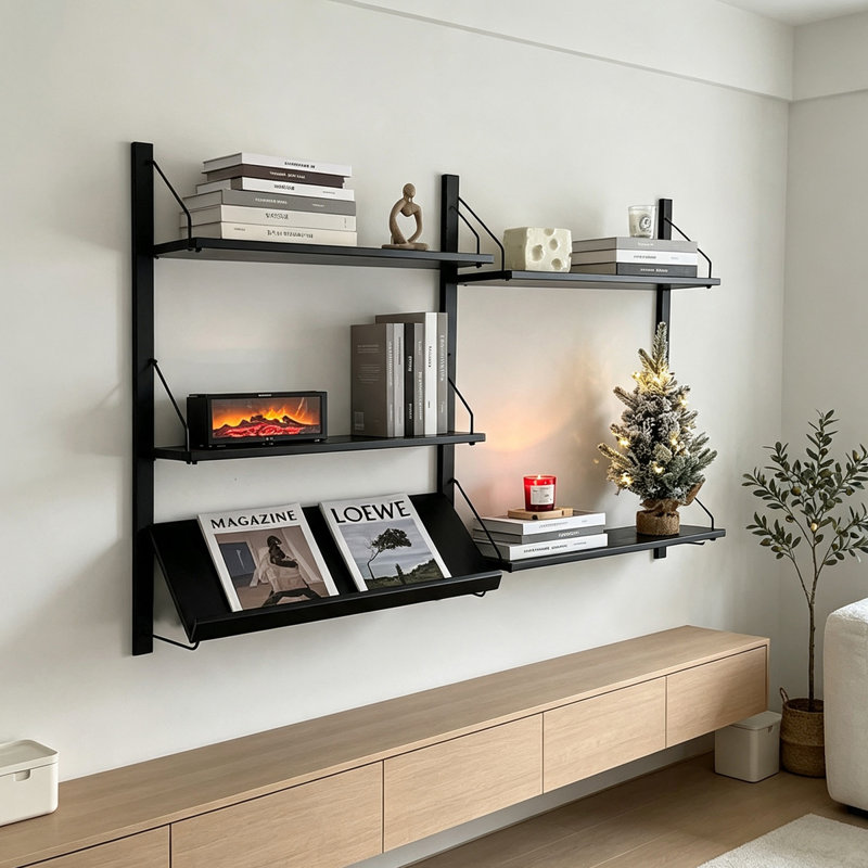 3 tablettes murales en bois massif, présentoir à décor moderne pour chambre à coucher, salle de bain, cuisine, salon