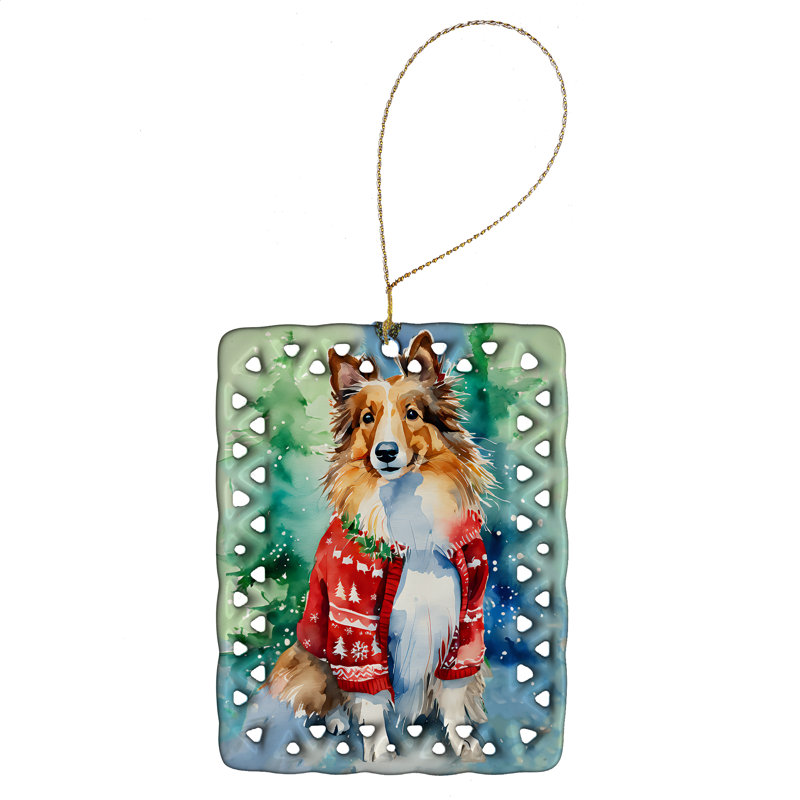 Ornement en porcelaine de Noël Sheltie, Sheltie 3650