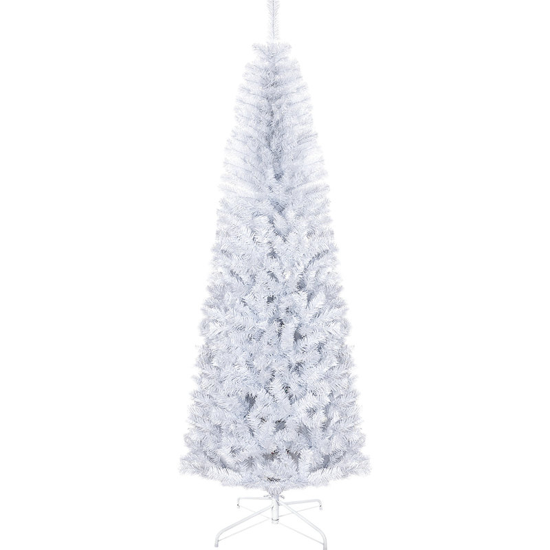 Arbre de Noël mince de 7 pi, 818 pointes, plastique, style artificiel blanc