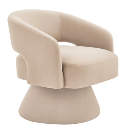 Taupe Upholstered Swivel Chair, 360 Degree Movement, Open , Modern Accent For All Occasions And Settings Comfy Velvet, Back Design, Living Room Bedroom