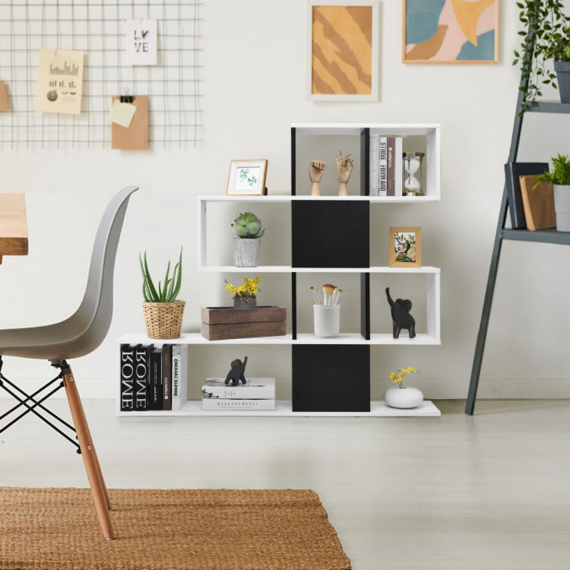Geometric Bookcase, Black/White