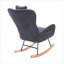 Pour la chambre de bébé et le salon, chaise berçante rembourrée à haut dossier Teddy, gris classique