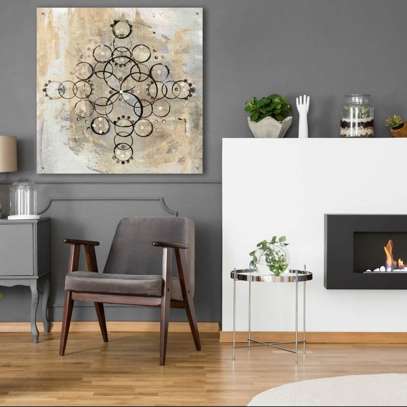 «Neutral Mandala 2» par Melissa Averinos, art mural en verre acrylique, H 36 po x l 36 po x P 0,2 po