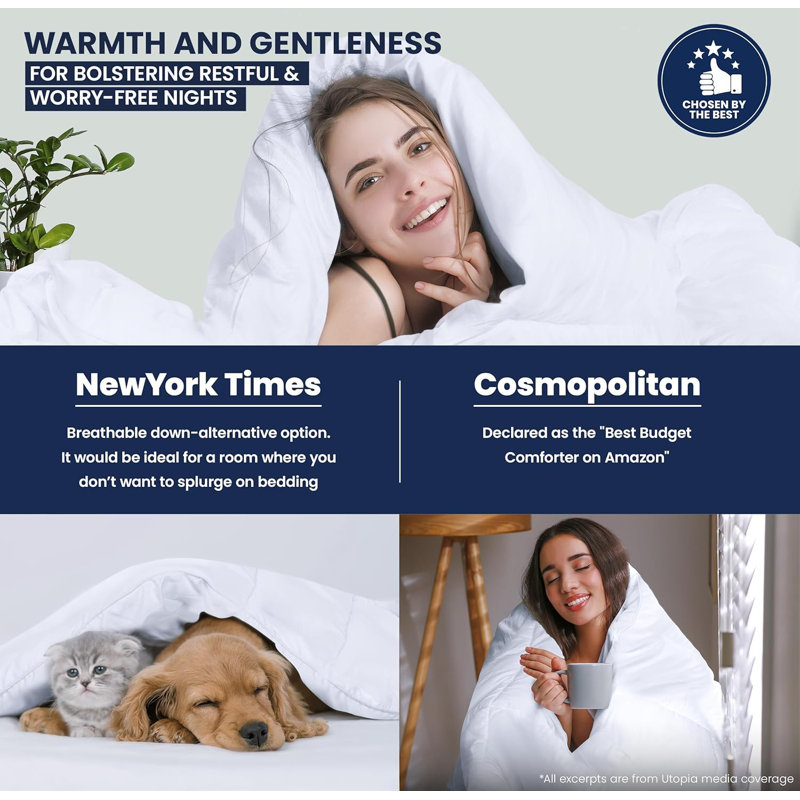 Navy Queen Size Down Alternative Comforter Insert with Corner Tabs - Classic Maritime Style, White, California King