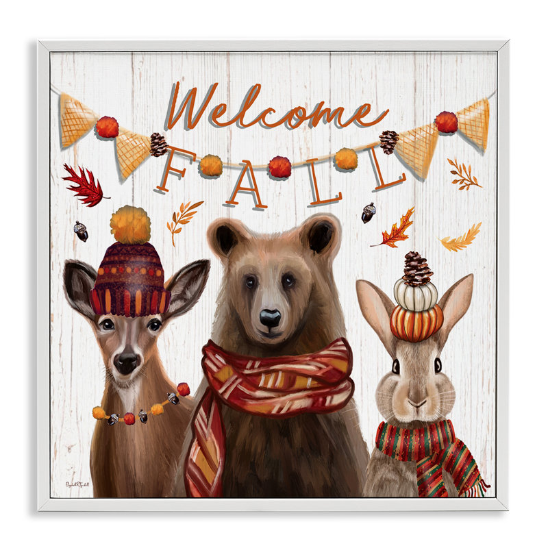 «Welcome Fall Woodland Animals», estampe numérique, conception par Elizabeth Tyndall, H 24 po x l 24 po