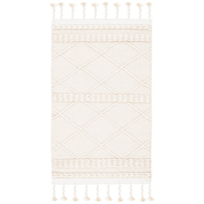 Casablanca Hand Loomed Wool/Cotton Geometric Rug in Ivory