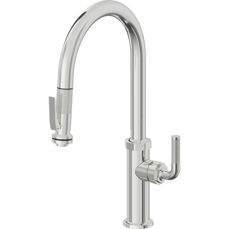 Descanso Kitchen Pull-Down Faucet with Squeeze Sprayer - High Arc Spout, Matte Black, Knurled