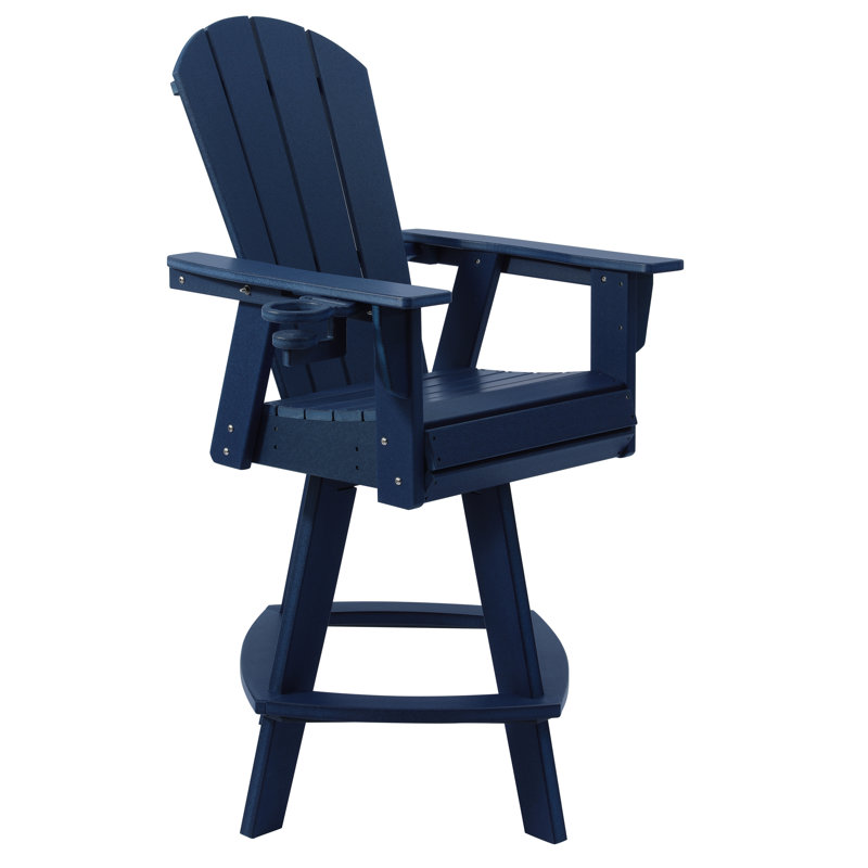 Chaise de bar pivotante Adirondack avec porte-gobelet, Marine, 29.5"