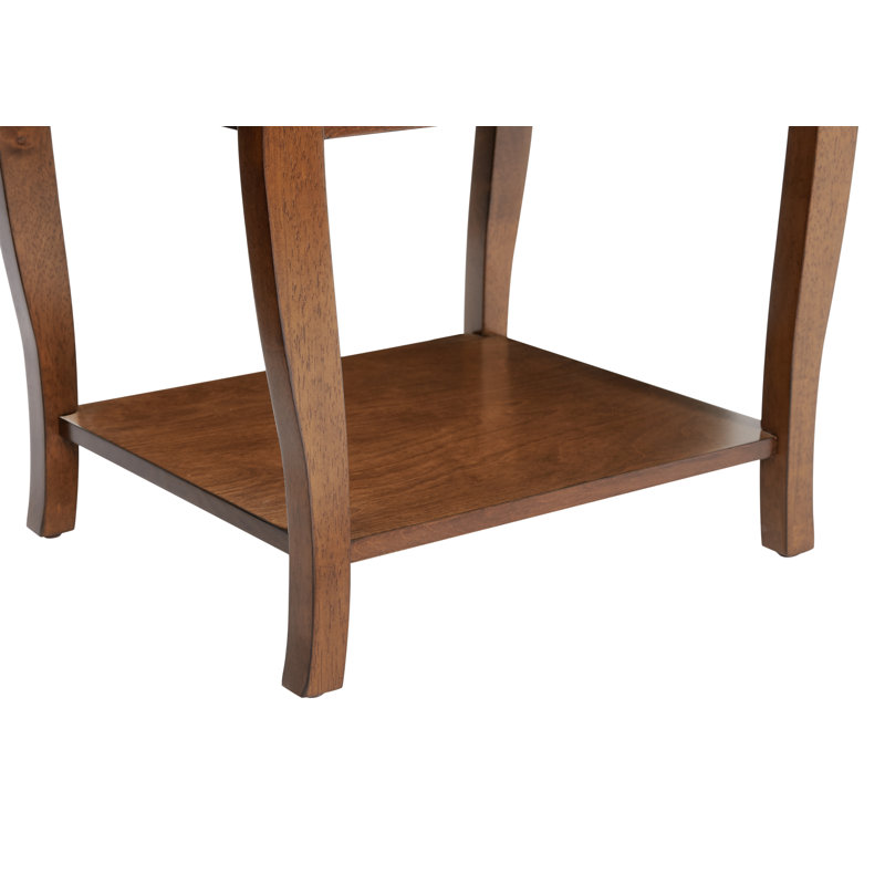 Kystin Solid Wood 2-Shelf End Table With Storage, Hazelnut
