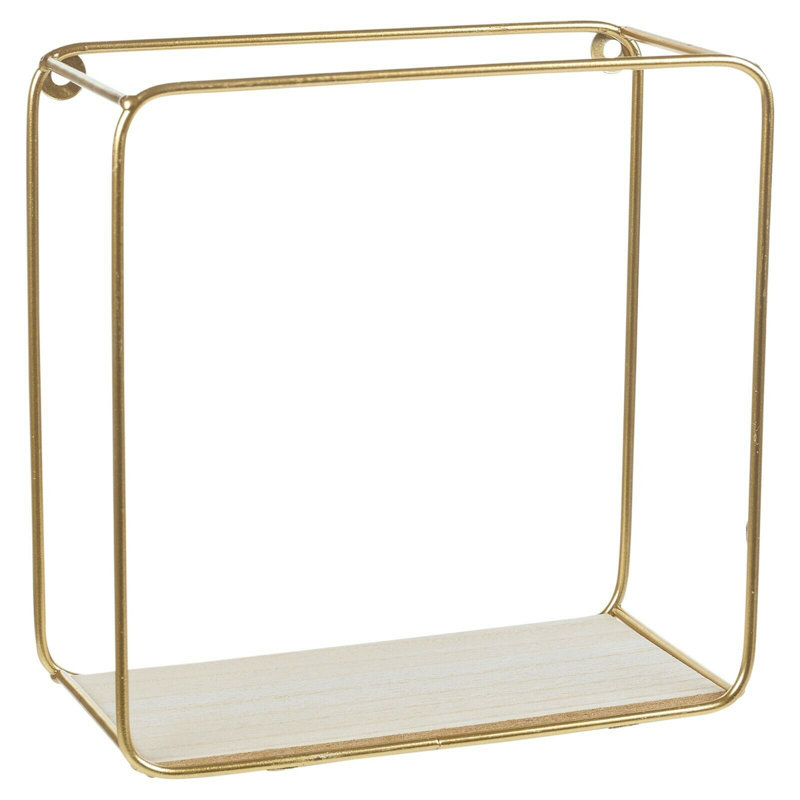 2 Piece Square Metal Floating Shelf, Gold
