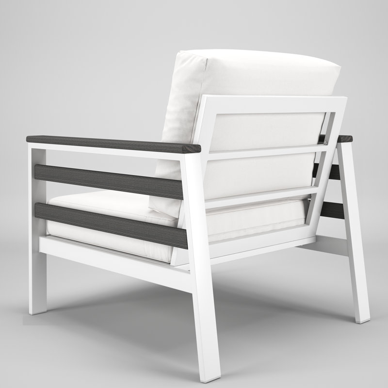 Townsend Metal Outdoor Lounge Club Chair With Sunbrella Cushion, Canvas White