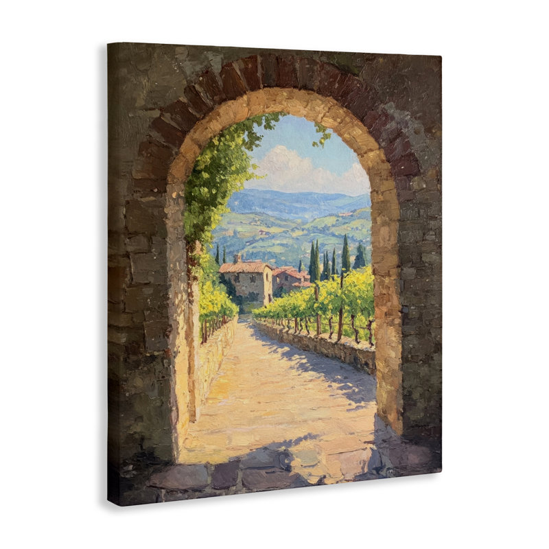Toile Tranquil Garden Arch, design par Petal Prints Design, H 30 po x l 24 po