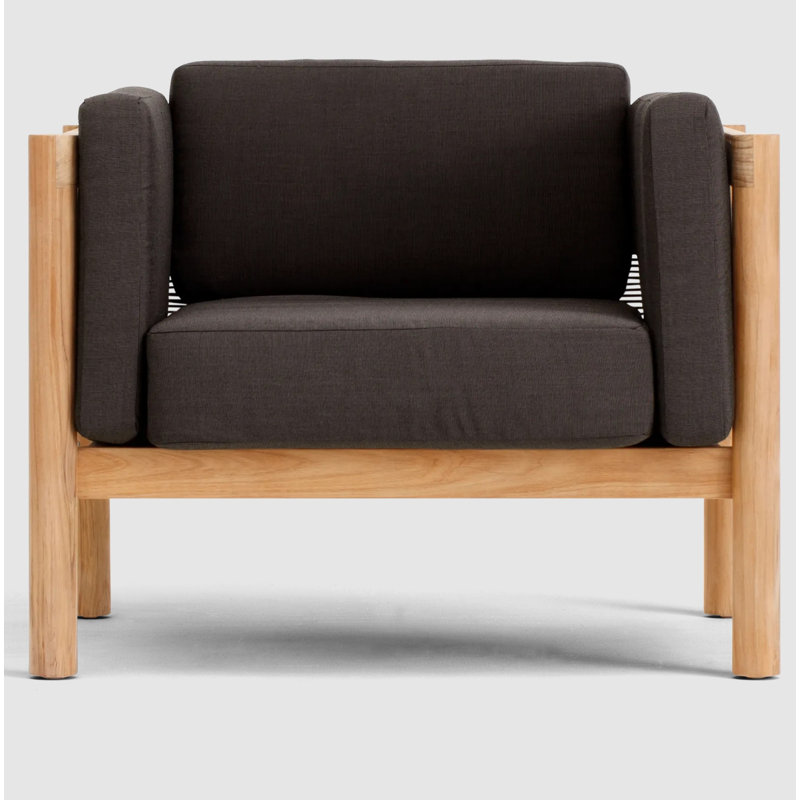 Chaise en teck Haven avec coussins Sunbrella, Sunbrella charbon
