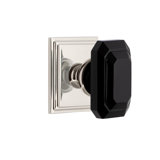 Grandeur Carré Square Rosette Privacy with Baguette Black Crystal Door Knob