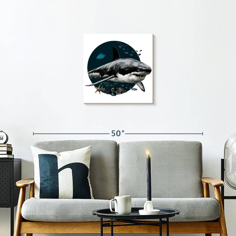 Crowle Gray Shark Illustration, 20" H x 20" W