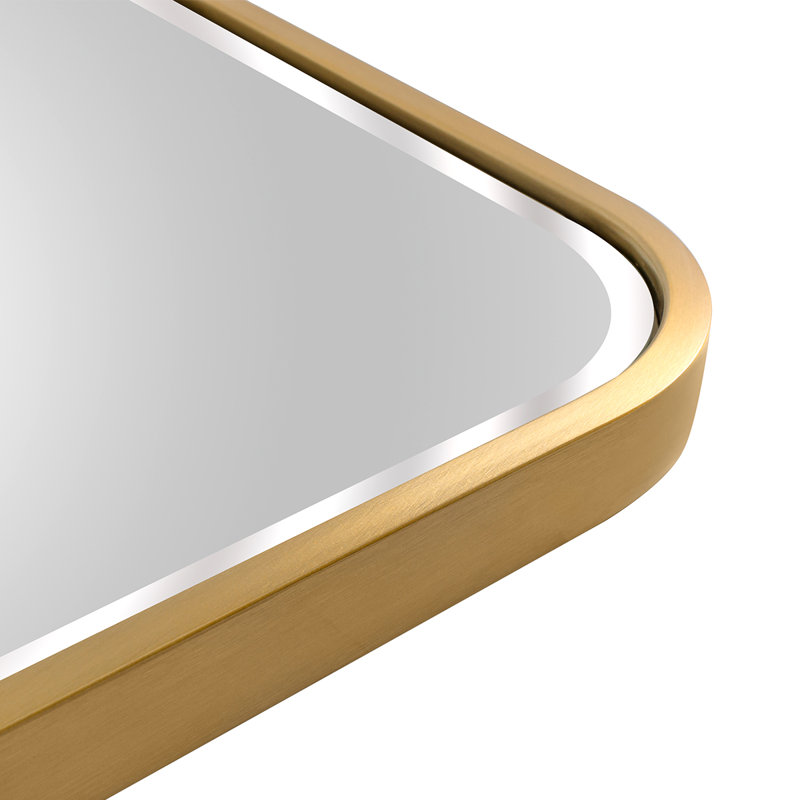 Kallas Metal Flat Wall Mirror, Satin Brass/bevel edge