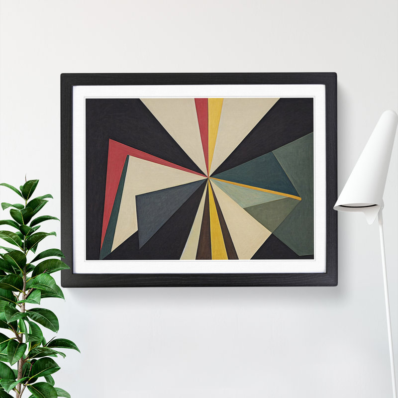 Contemporary Modern Abstract - Single Picture Frame Print, Black, 46cm H x 64cm W x 2cm D