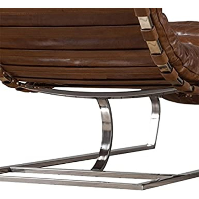  Fauteuil d'appoint Adica Mid-Century Modern, Similicuir brun