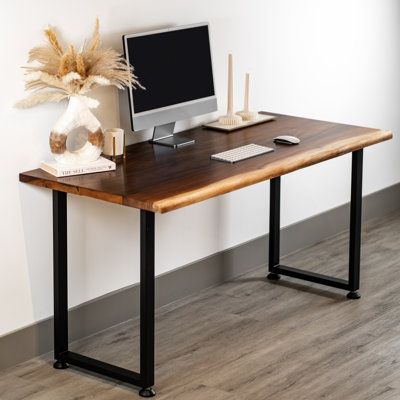 Live Edge Desk with Solid Walnut Top and Metal U Legs