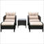 Ensemble de conversation pour patio 5 pièces en osier avec 2 chaises rembourrées, 2 repose-pieds et table basse en verre trempé-129016771