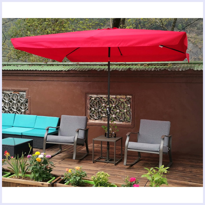 Parasol de patio 10 pi 6,5 pi, Rouge