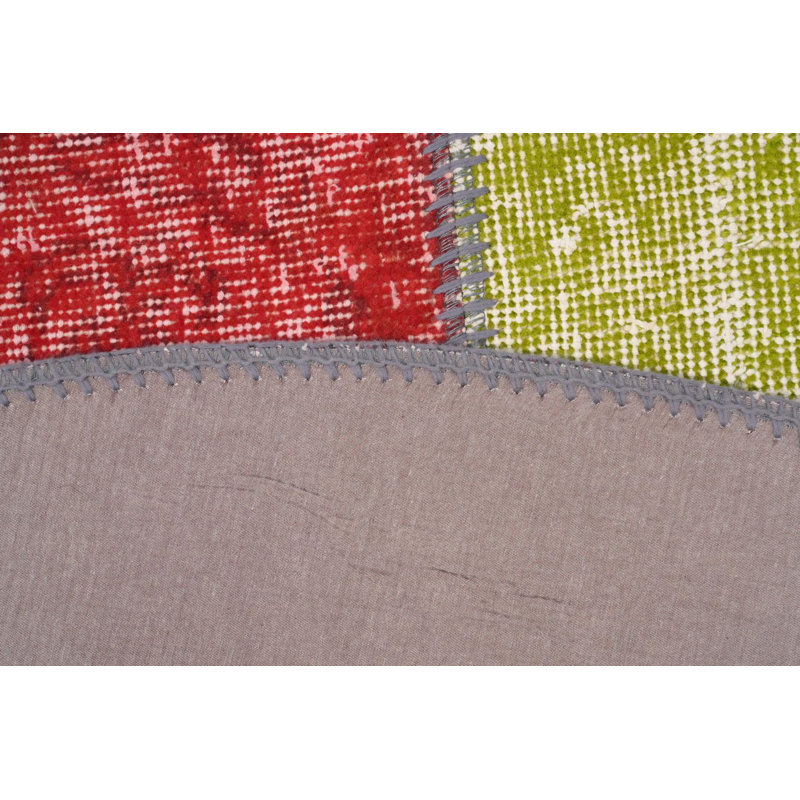 Distressed Modern Patchwork Round Area Rug 5x5