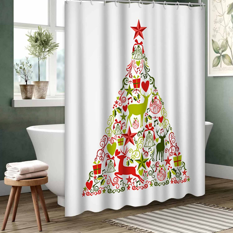 Rideau de douche vert imperméable, rideaux de douche pour la salle de bain avec 12 crochets, 72" L x 84" W