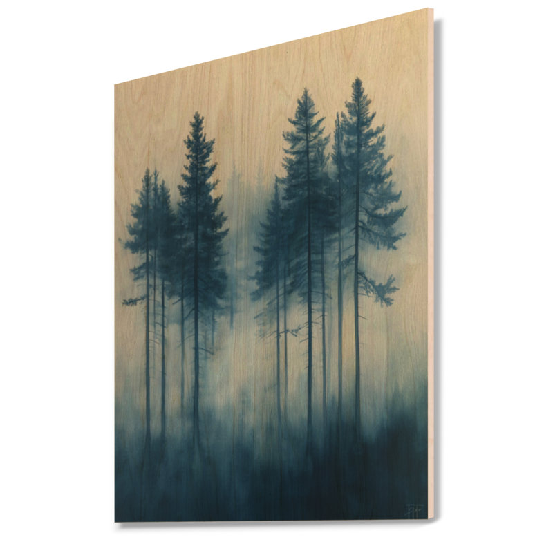Brume de pin bleu - Décoration murale en bois Forêt, H 24 po x l 18 po, Rectangulaire