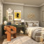 Décoration murale dorée en métal à rayures 3D