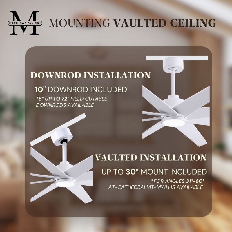 Ariella - Eight Blade Ceiling Fan - Integrated LED - Matte Black Finish - Matte White Blades, Matte White, Matte White