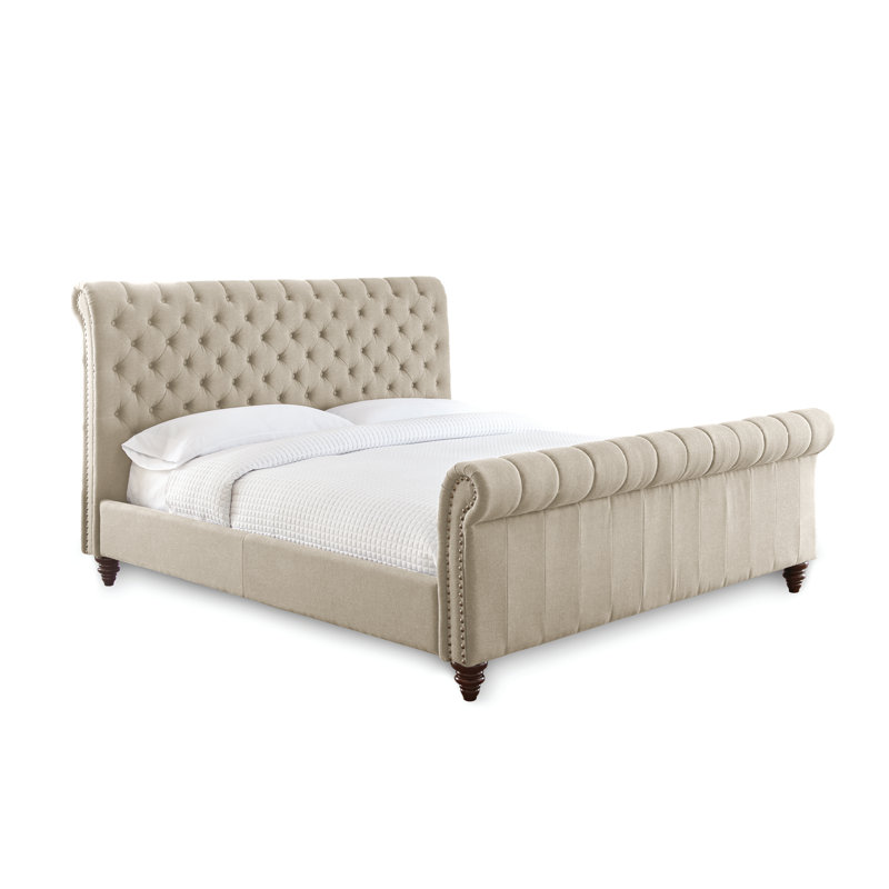 Wilmore Upholstered Sleigh Bed, King, Sand
