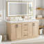 Meuble-lavabo double 59 po avec lavabo SMC, 4 portes et 3 tiroirs, meuble-lavabo moderne en bois aggloméré avec tablettes réglables, portes à fermeture en douceur et glissières cachées