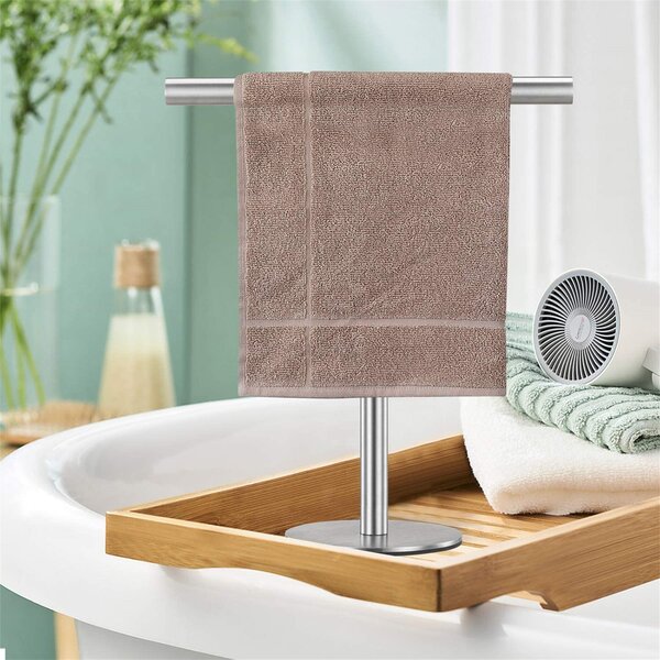 SunnyPoint Heavy Weight Classic Decorative Metal Fingertip Towel Holder  Stand for Bathroom, Kitchen, Vanity and Countertops. (Brush Chrome, 13.5 x